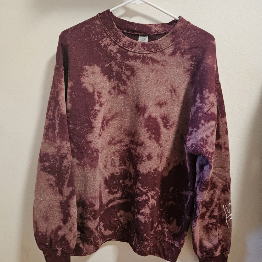 Crew neck sweatshirt WINE tie tie